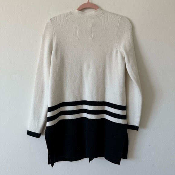 Anthropologie Angel of North Cream Navy Striped Tunic Wool Blend Cardigan Small - Picture 7 of 11